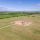 Aerial view of an Alberta oil fracking site for the oil and gas industry