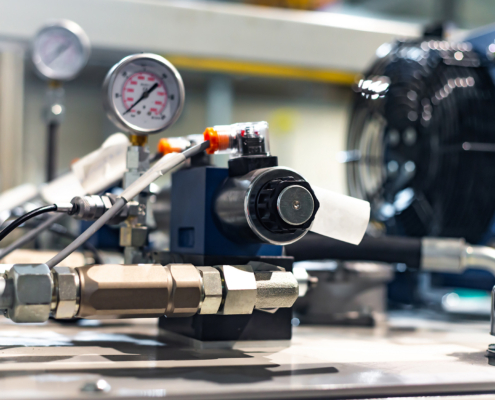 Hydraulic power unit mechanical valve with connection and pressure gauge